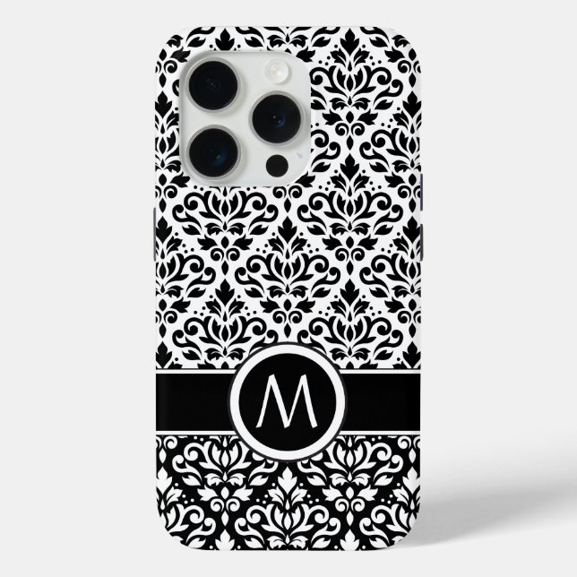 Scroll Damask 2Part Ptn BW Band (Custom) Case-Mate iPhone Case (Back)