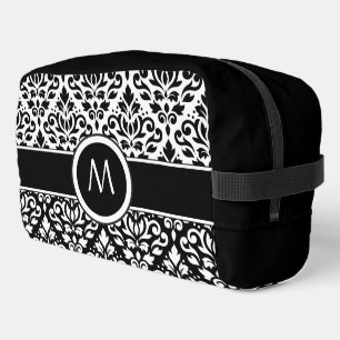 Scroll Damask 2Part Ptn BW & Band (Personalised) Dopp Kit