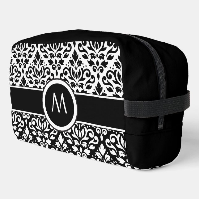 Scroll Damask 2Part Ptn BW & Band (Personalised) Dopp Kit (Left Corner)