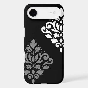Scroll Damask Art I Black Gray White
