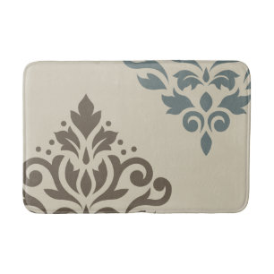 Scroll Damask Art I Brown Teal-Grey Sand Bath Mat
