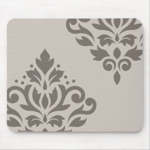 Scroll Damask Art I Dk on Lt Taupe Mouse Mat