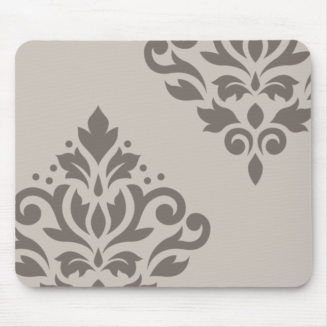 Scroll Damask Art I Dk on Lt Taupe Mouse Mat (Front)