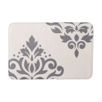 Scroll Damask Art I Grey on Cream