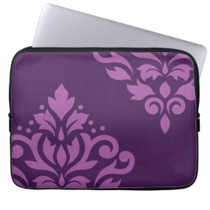 Scroll Damask Art I Light on Dark Plum Laptop Sleeve