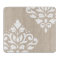 Scroll Damask Art I White on Light Taupe