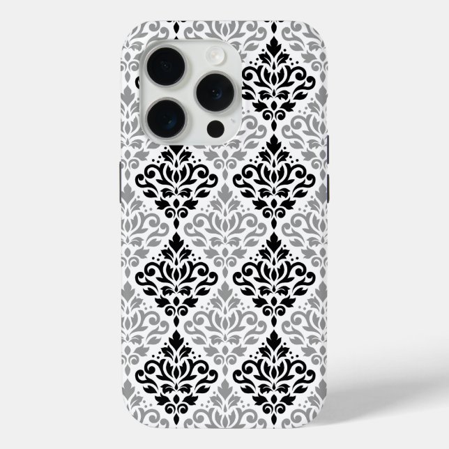 Scroll Damask Big Pattern Black Grey White Case-Mate iPhone Case (Back)