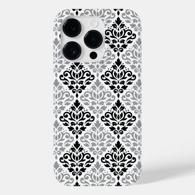 Scroll Damask Big Pattern Black Grey White Case-Mate iPhone Case (Back)