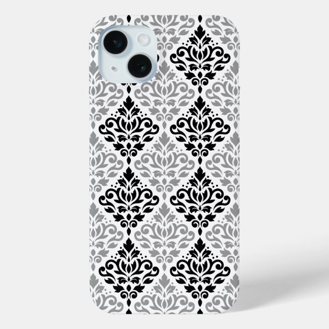 Scroll Damask Big Pattern Black Grey White Case-Mate iPhone Case (Back)