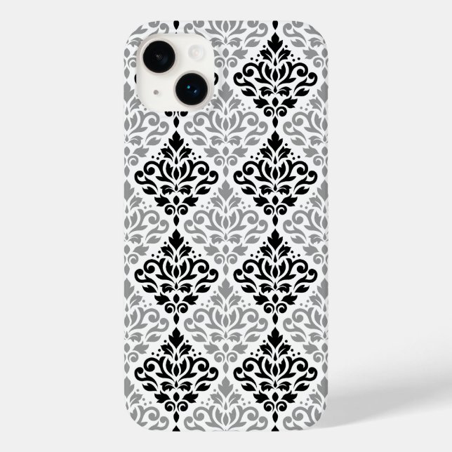 Scroll Damask Big Pattern Black Grey White Case-Mate iPhone Case (Back)