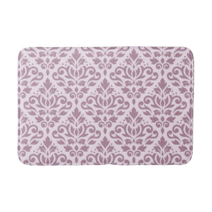 Scroll Damask Big Pattern Mauve on Pink Bath Mat
