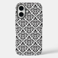 Scroll Damask Black on White Pattern