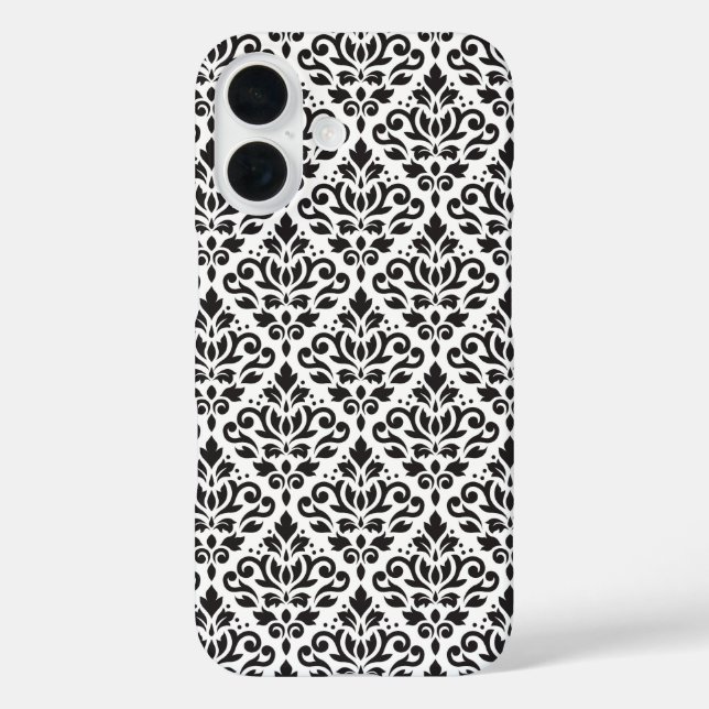 Scroll Damask Black on White Pattern Case-Mate iPhone Case (Back)