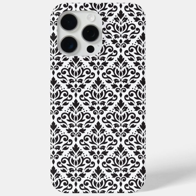 Scroll Damask Black on White Pattern Case-Mate iPhone Case (Back)