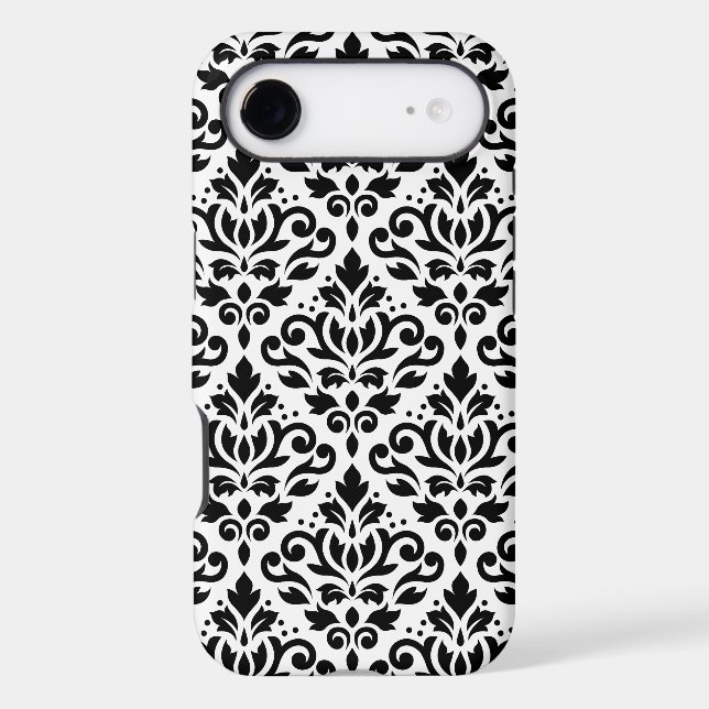 Scroll Damask Large Pattern Black on White (Back)