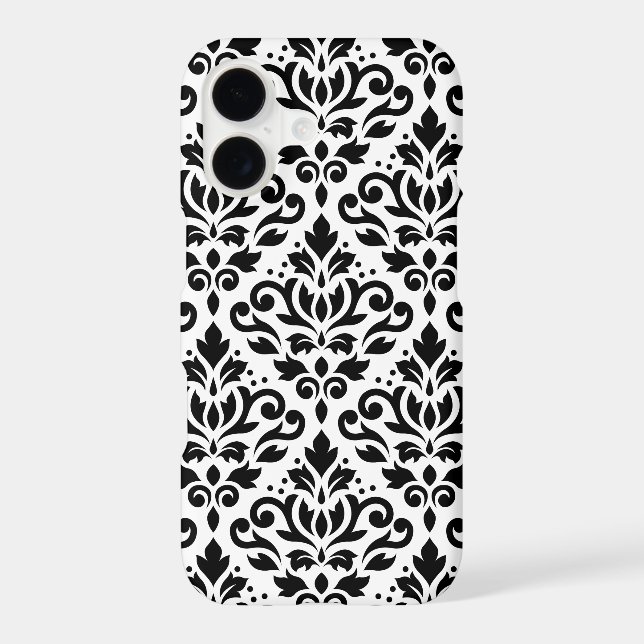 Scroll Damask Large Pattern Black on White (Back)