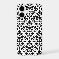 Scroll Damask Large Pattern Black on White