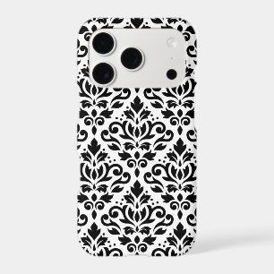 Scroll Damask Large Pattern Black on White
