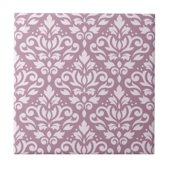 Scroll Damask Large Pattern Pink on Mauve Tile (Front)