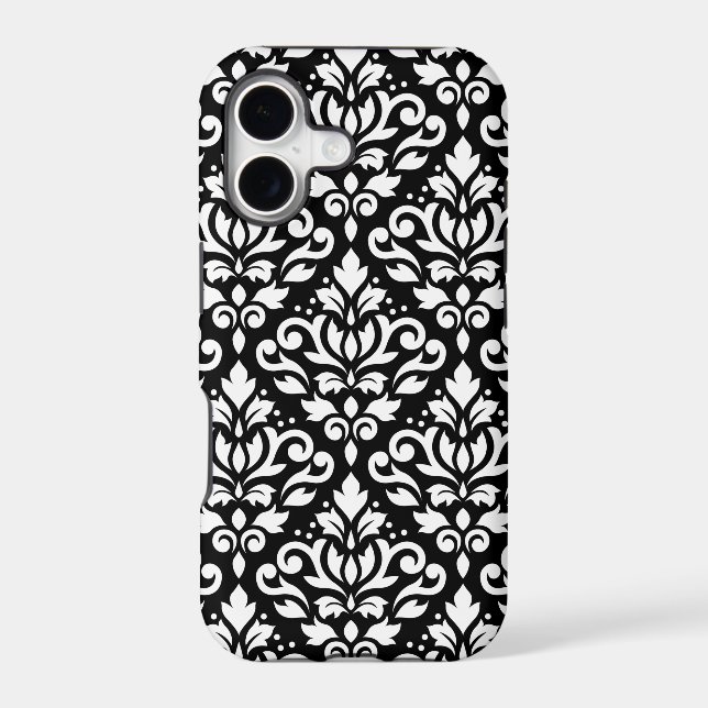 Scroll Damask Large Pattern White on Black (Back)