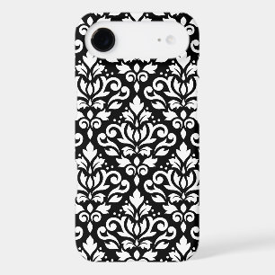 Scroll Damask Large Pattern White on Black