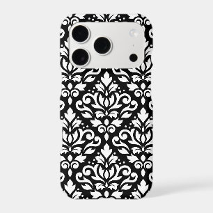 Scroll Damask Large Pattern White on Black