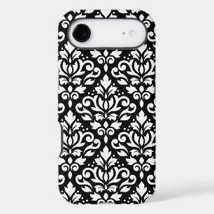 Scroll Damask Large Pattern White on Black