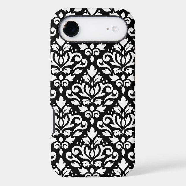 Scroll Damask Large Pattern White on Black (Back)