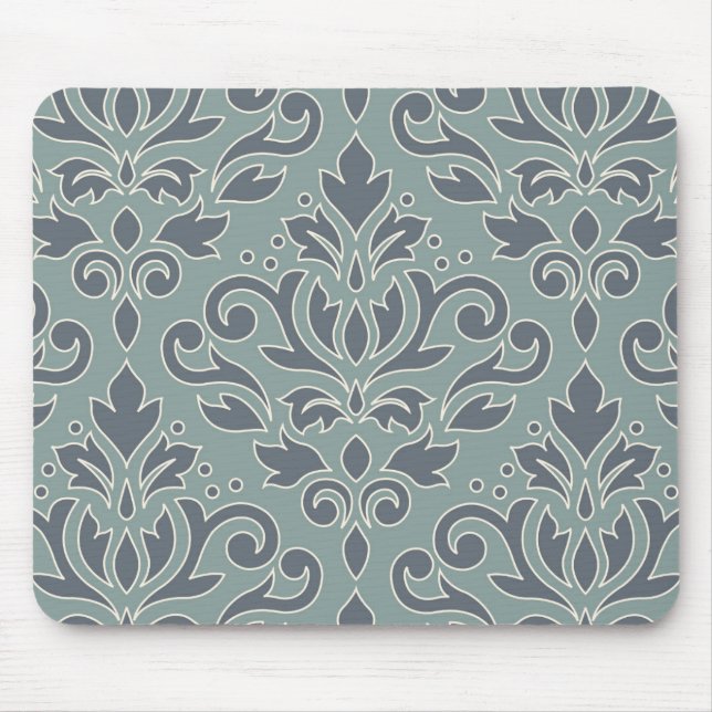 Scroll Damask Lg Pattern (outline) Cream Blue Teal Mouse Mat (Front)