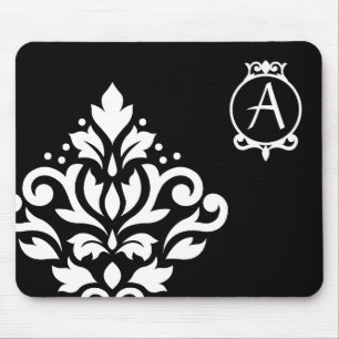 Scroll Damask Off-set I (Initial Ornate) WB Mouse Mat