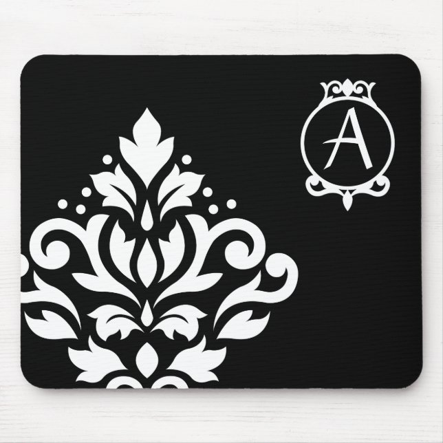 Scroll Damask Off-set I (Initial Ornate) WB Mouse Mat (Front)