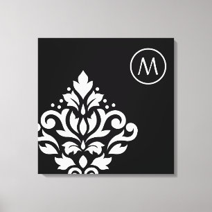 Scroll Damask Off-set I (Initial) WB Canvas Print
