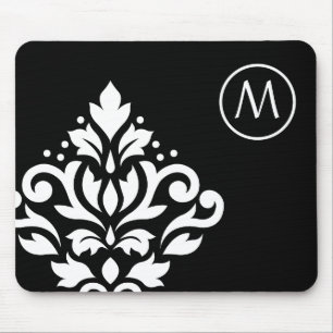 Scroll Damask Off-set I (Initial) WB Mouse Mat
