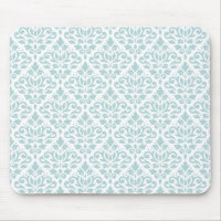 Scroll Damask Rpt Ptn Duck Egg Blue (B) on White