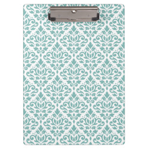 Scroll Damask Teal Pattern Clipboard