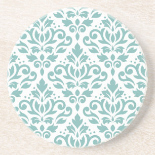 Scroll Damask Teal Pattern Coaster