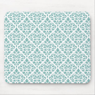 Scroll Damask Teal Pattern Mouse Mat