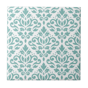 Scroll Damask Teal Pattern Tile