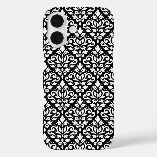Scroll Damask White on Black Pattern Case-Mate iPhone Case (Back)