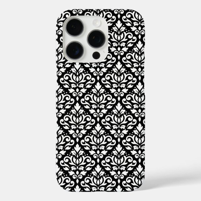 Scroll Damask White on Black Pattern Case-Mate iPhone Case (Back)