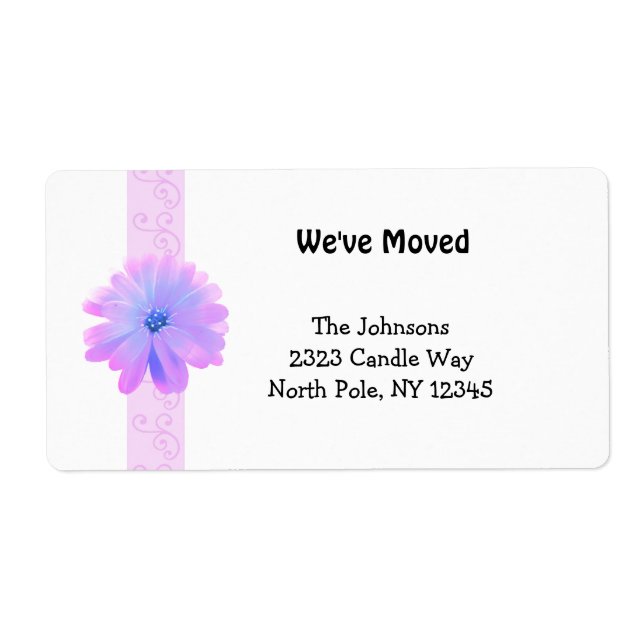 Scroll Design with Pink Flower New Address (Front)
