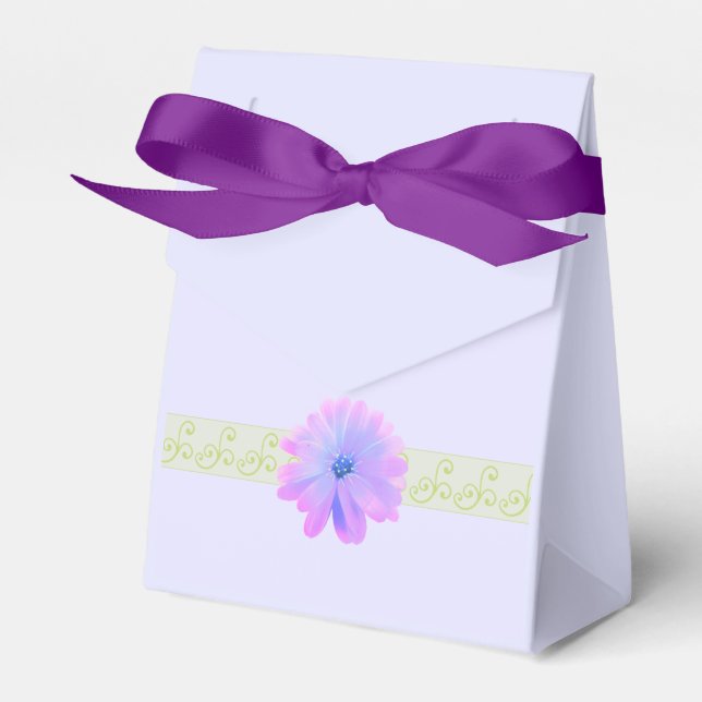 Scroll Design with Purple Flower Favour Box (Front Side)