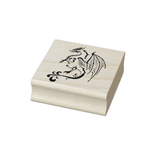 scroll dragon illustration art stamp