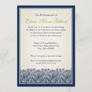 Scroll Fan Border (Navy) Invitation