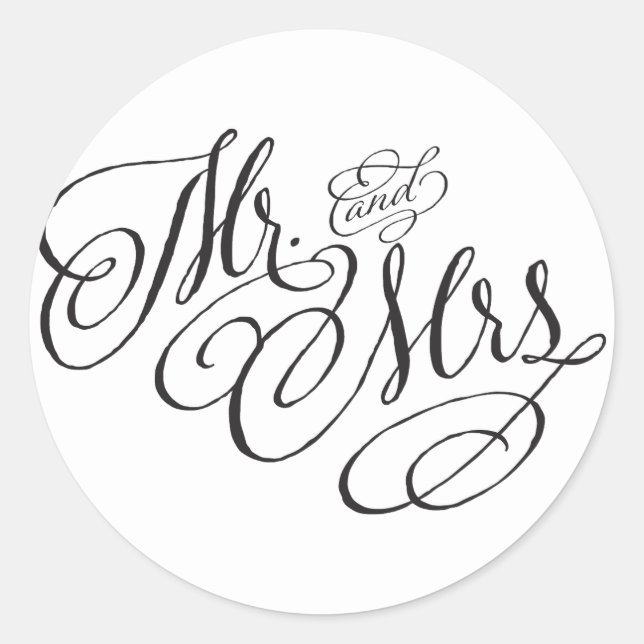 Scroll Font Mr. and Mrs. Wedding Sticker (Front)