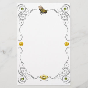 Scroll Honey Bee Stationery