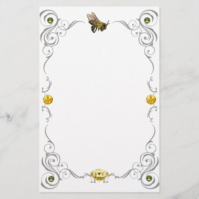 Scroll Honey Bee Stationery (Front)