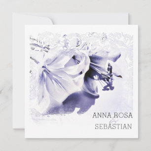 *~* Scroll Lily  AR12 QR PHOTO RSVP Floral Wedding Invitation