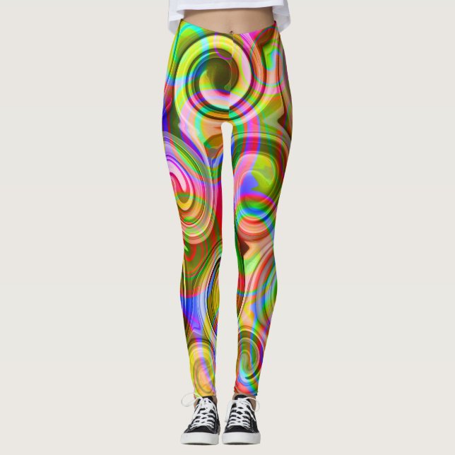 Scroll Pastel geometrical abstract  Leggings (Front)