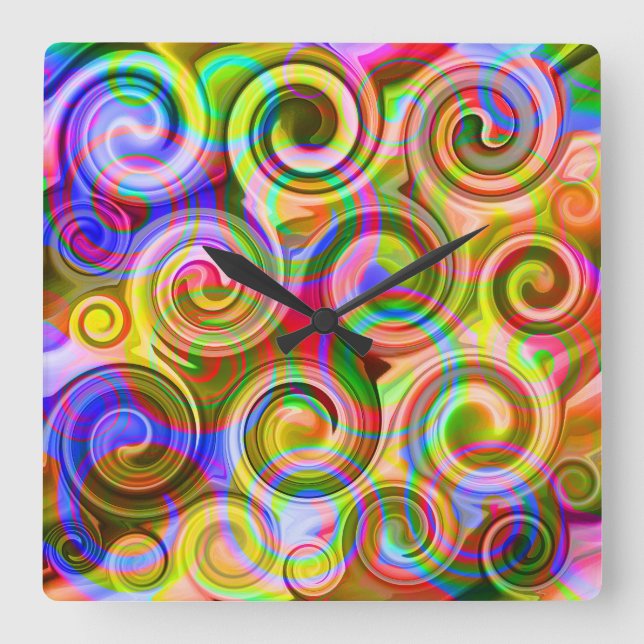 Scroll Pastel geometrical abstract   Square Wall Clock (Front)